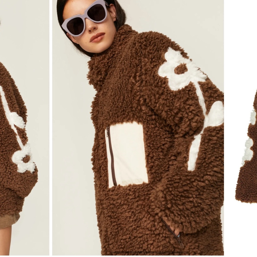 Sandy Liang Grass Fleece Delphine Jacket Chocolate Brown